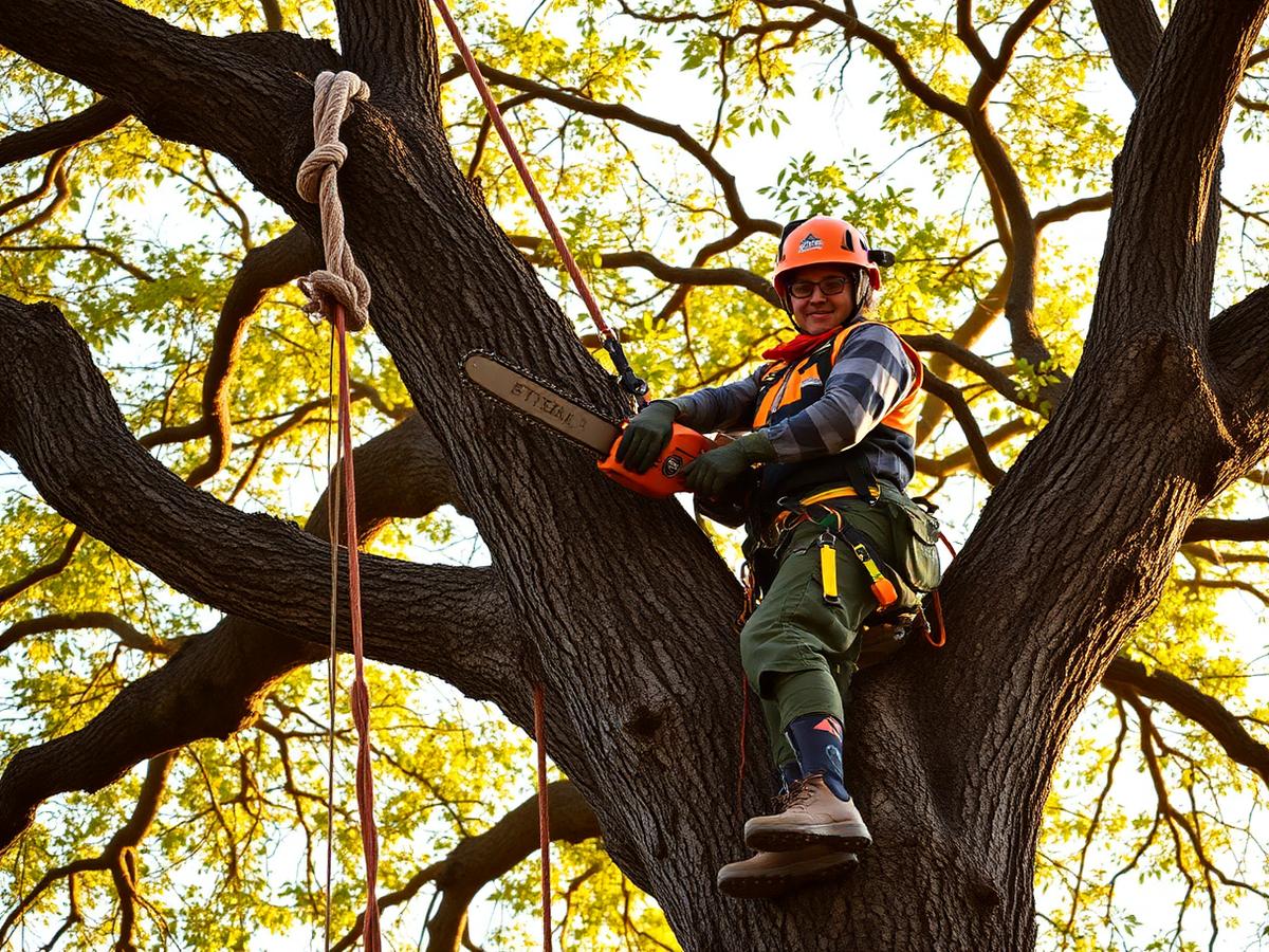 Vasquez crew member roped into a mature oak